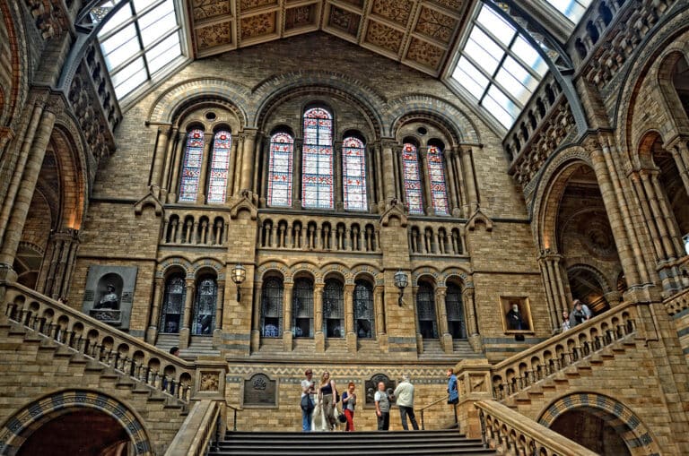 Grand central hall of the Natural History Museum in London