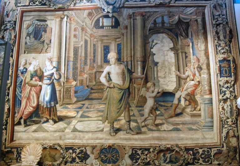 Grand tapestry gallery inside the Victoria and Albert Museum