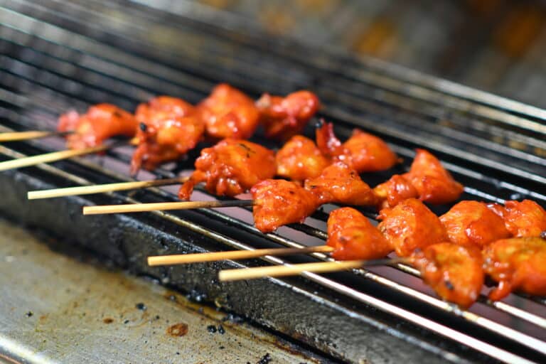 Charcoal-grilled skewers for Cogan's Place backyard BBQ private chef service